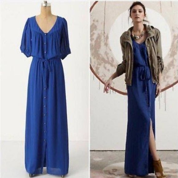 Anthropologie KONRAD + JOSEPH Cobalt Blue Maxi Dress 0 - Picture 10 of 10